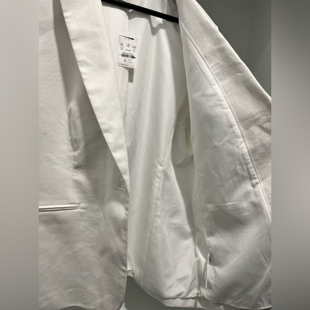 J. Crew Linen cotton Blend One Button Blazer White Size 16 NEW classic $198 - Picture 12 of 12